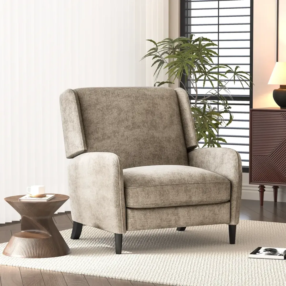 Merax Textured Fabric Push Back Wide Recliner