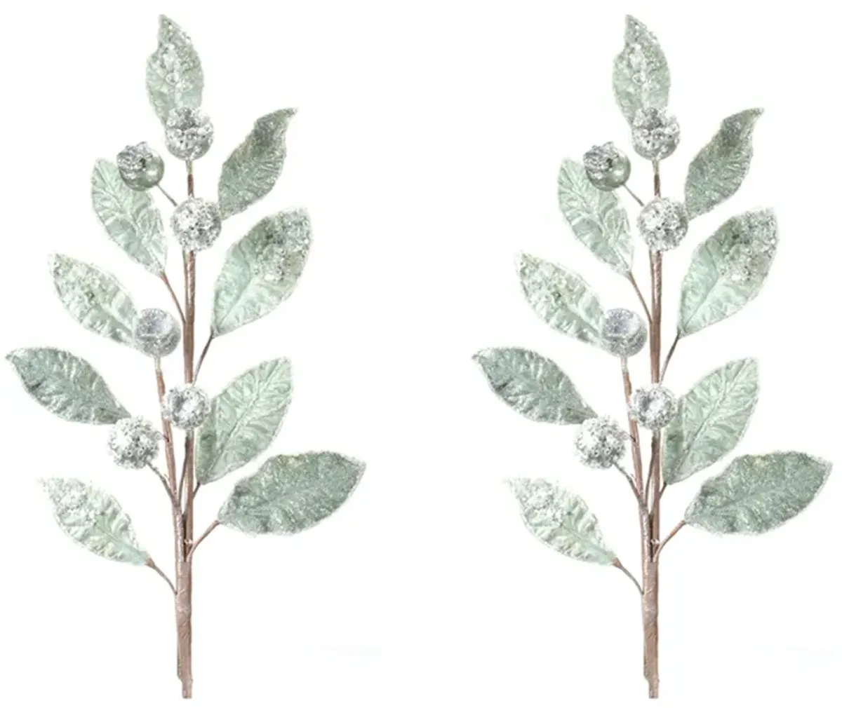 Glittered Pod Leaf Spray Set of 2 for Home Decor and Floral Arrangements