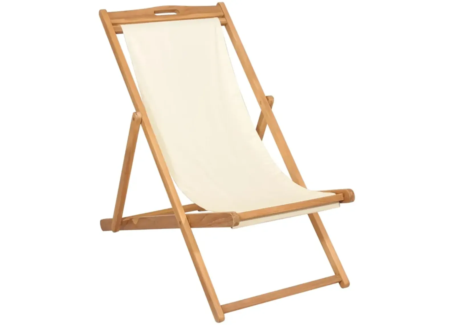 vidaXL Deck Chair Teak 22.1"x41.3"x37.8" Cream