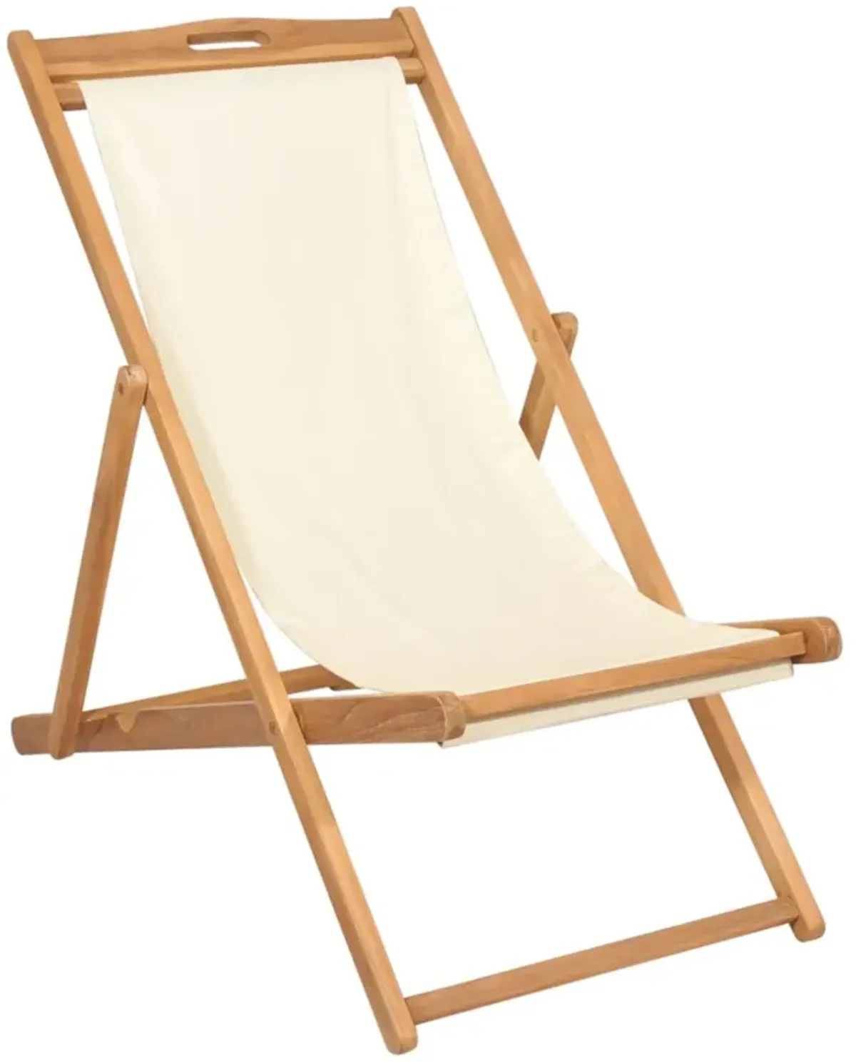 vidaXL Deck Chair Teak 22.1"x41.3"x37.8" Cream