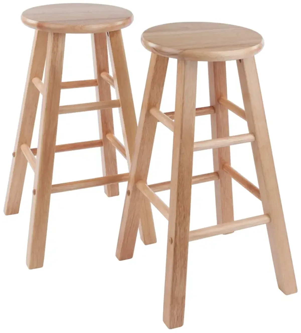 Ergode Wood Element Counter Stool Set - Natural Finish, Solid Wood, Timeless Design, 220lbs Weight Capacity, 8 Crossbars, Footrests, 13.39"W x 13.39"D x 23.86"H