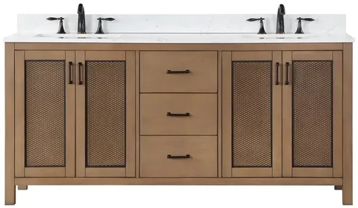 Altair 72 Double Bathroom Vanity Set in Brown Pine without Mirror