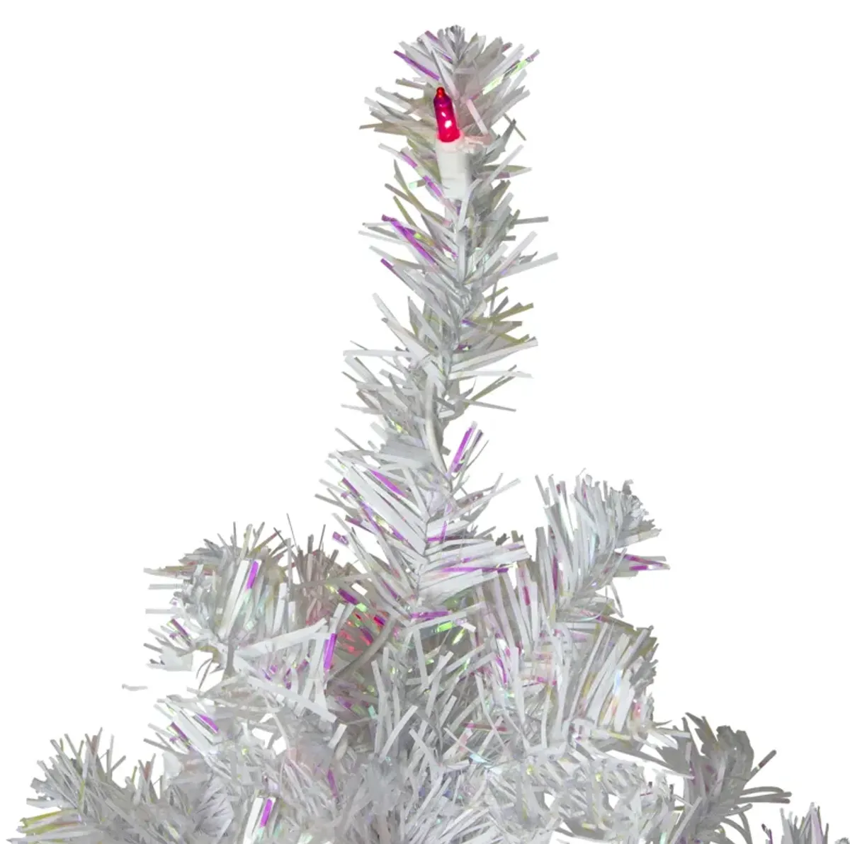 4 Pre-lit White Iridescent Pine Artificial Christmas Tree - Pink Lights