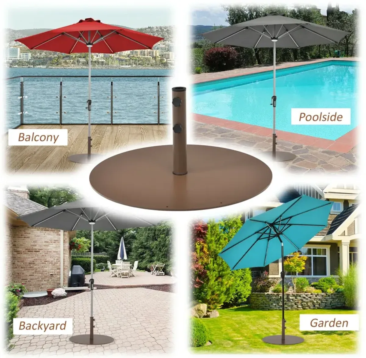 29.5 Inch Outdoor Steel Umbrella Base Stand for Backyard and Poolside