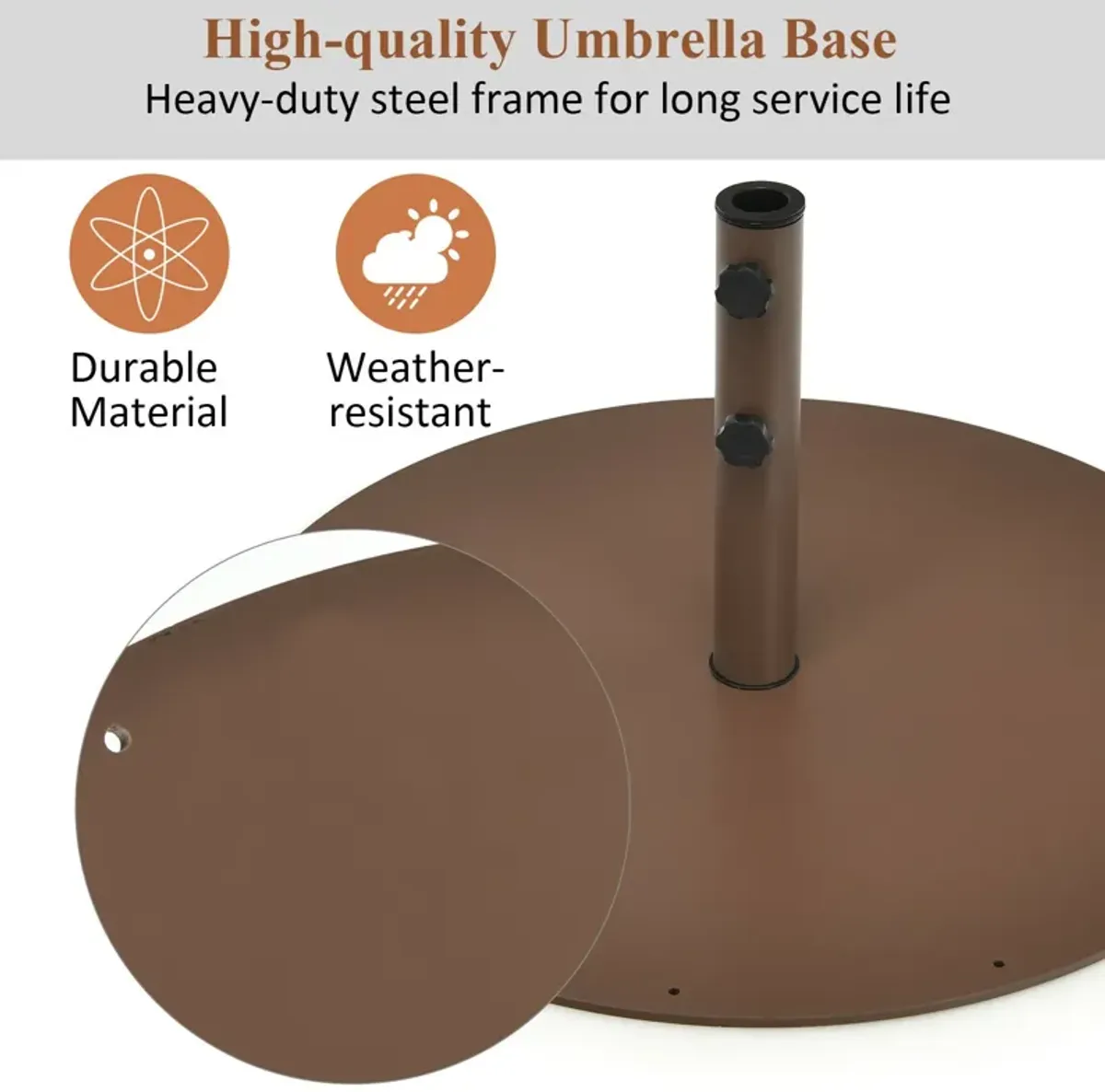 29.5 Inch Outdoor Steel Umbrella Base Stand for Backyard and Poolside