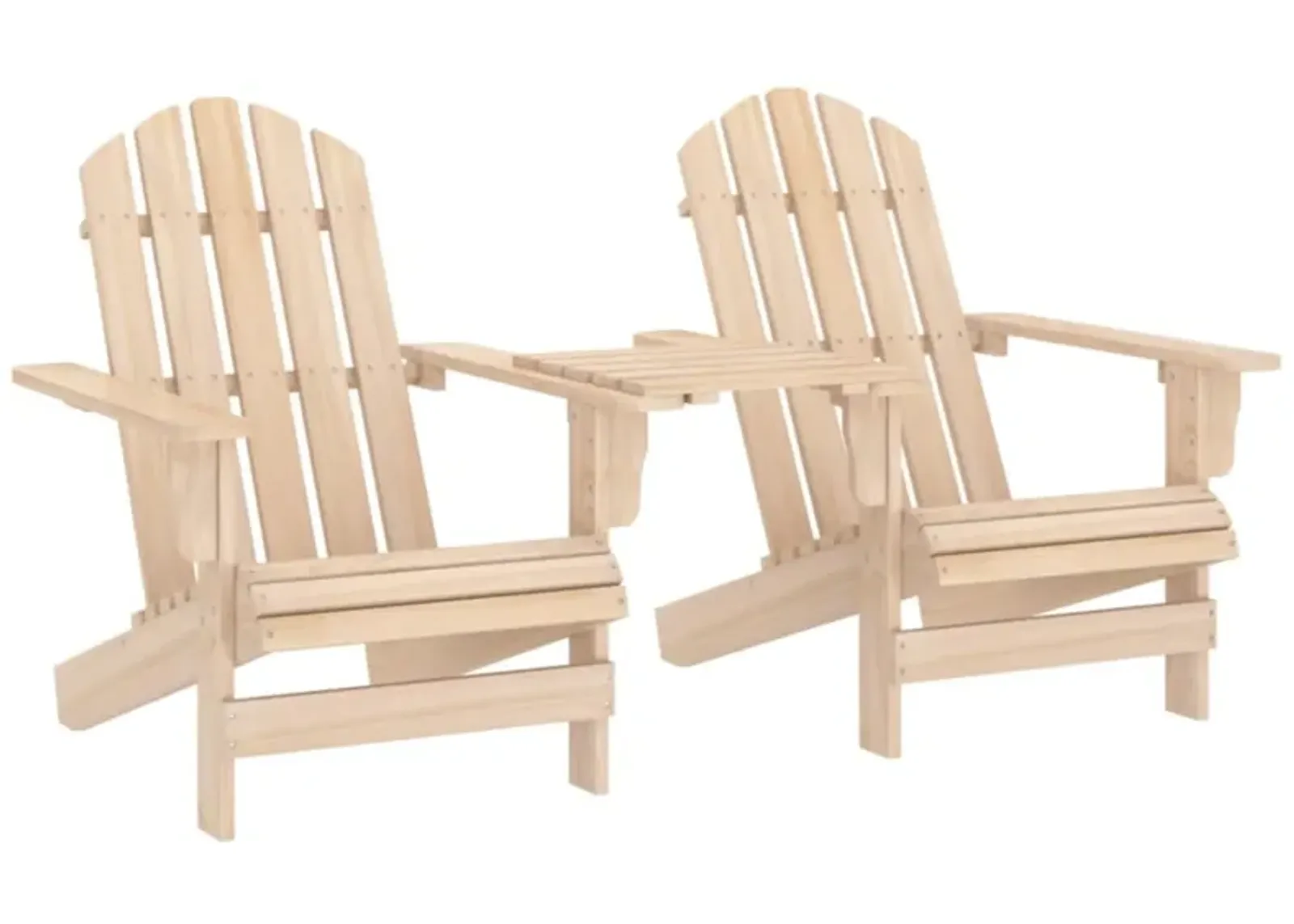 vidaXL Patio Adirondack Chairs with Tea Table Solid Fir Wood