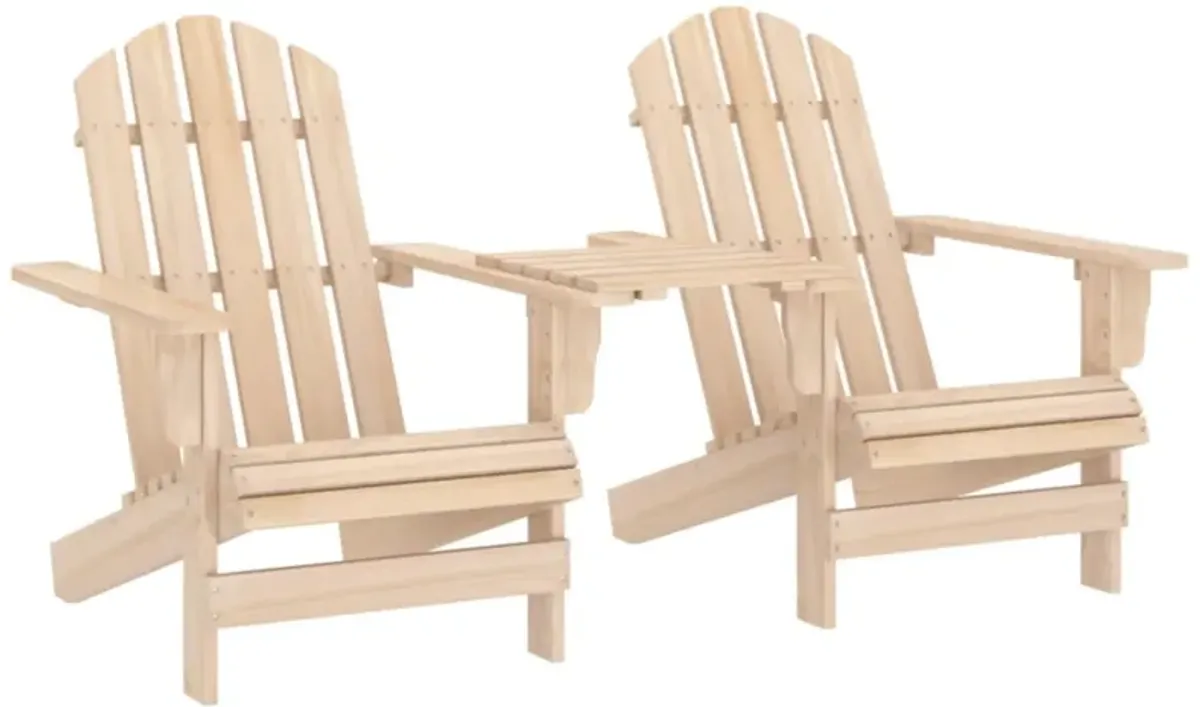 vidaXL Patio Adirondack Chairs with Tea Table Solid Fir Wood