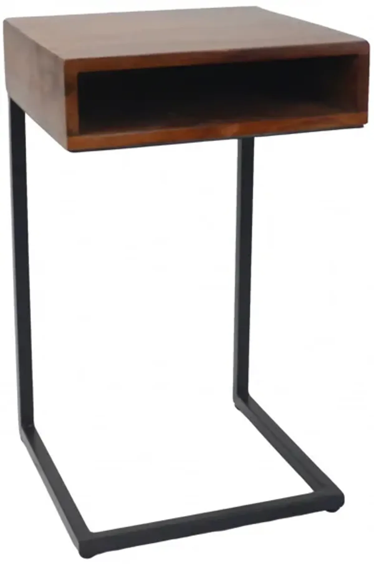 Hivvago 24" Gold And Natural Solid Wood Square End Table
