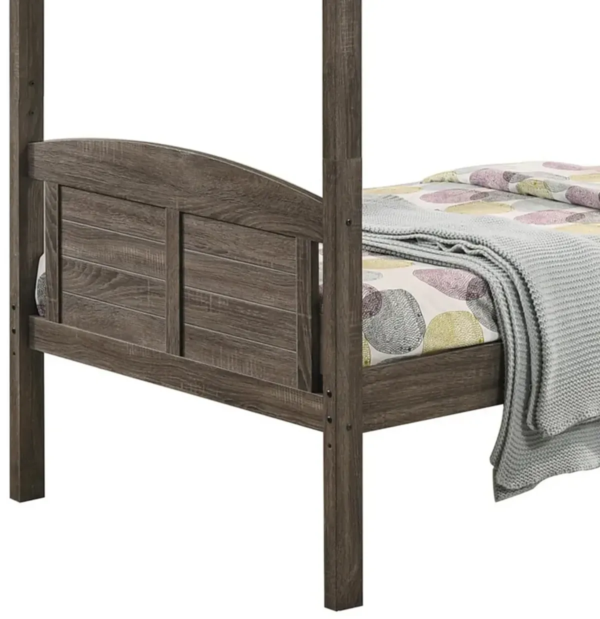 Twin Over Twin Bunk Beds, Curved Headboards, Ladder, Straight Legs, Brown-Benzara