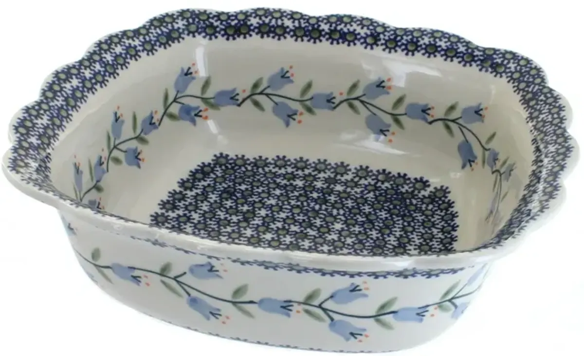 Blue Rose Polish Pottery Sage Floral Medium Square Serving Dish