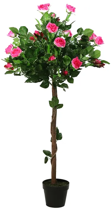 47" Potted Green and Pink Artificial Rose Tree