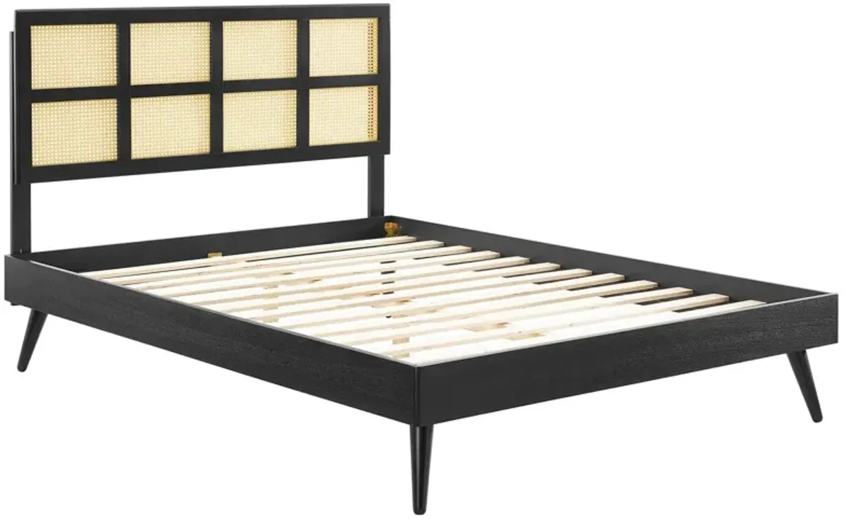 Modway - Sidney Cane and Wood Queen Platform Bed with Splayed Legs