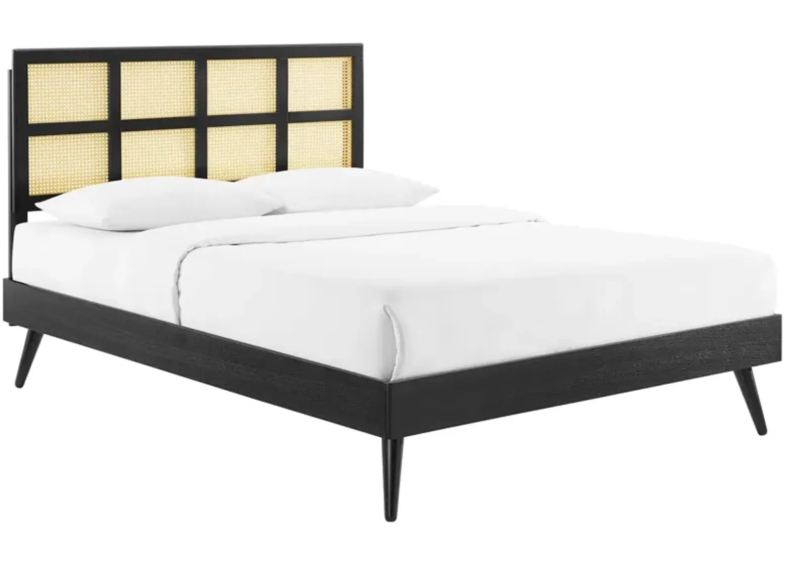 Modway - Sidney Cane and Wood Queen Platform Bed with Splayed Legs