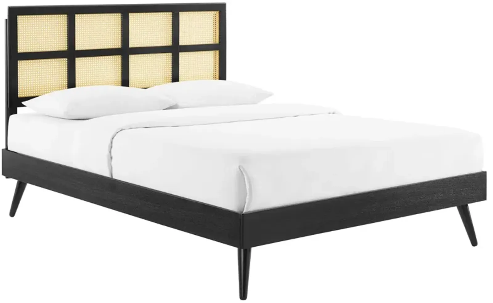 Modway - Sidney Cane and Wood Queen Platform Bed with Splayed Legs