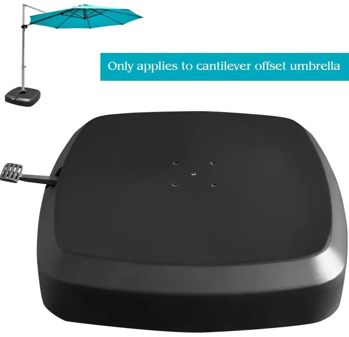 Patio Cantilever Offset Umbrella Base with Wheels for Garden Poolside Deck