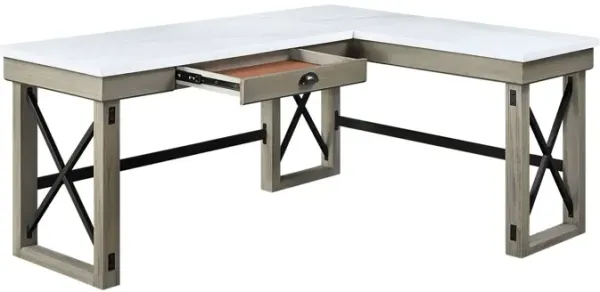 Talmar Writing Desk w/Lift Top in Marble Top & Rustic Oak Finish OF 00055