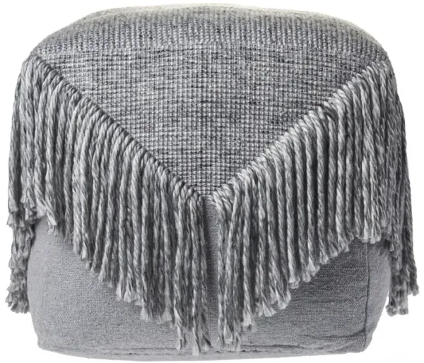 18" Grey Wool Ottoman