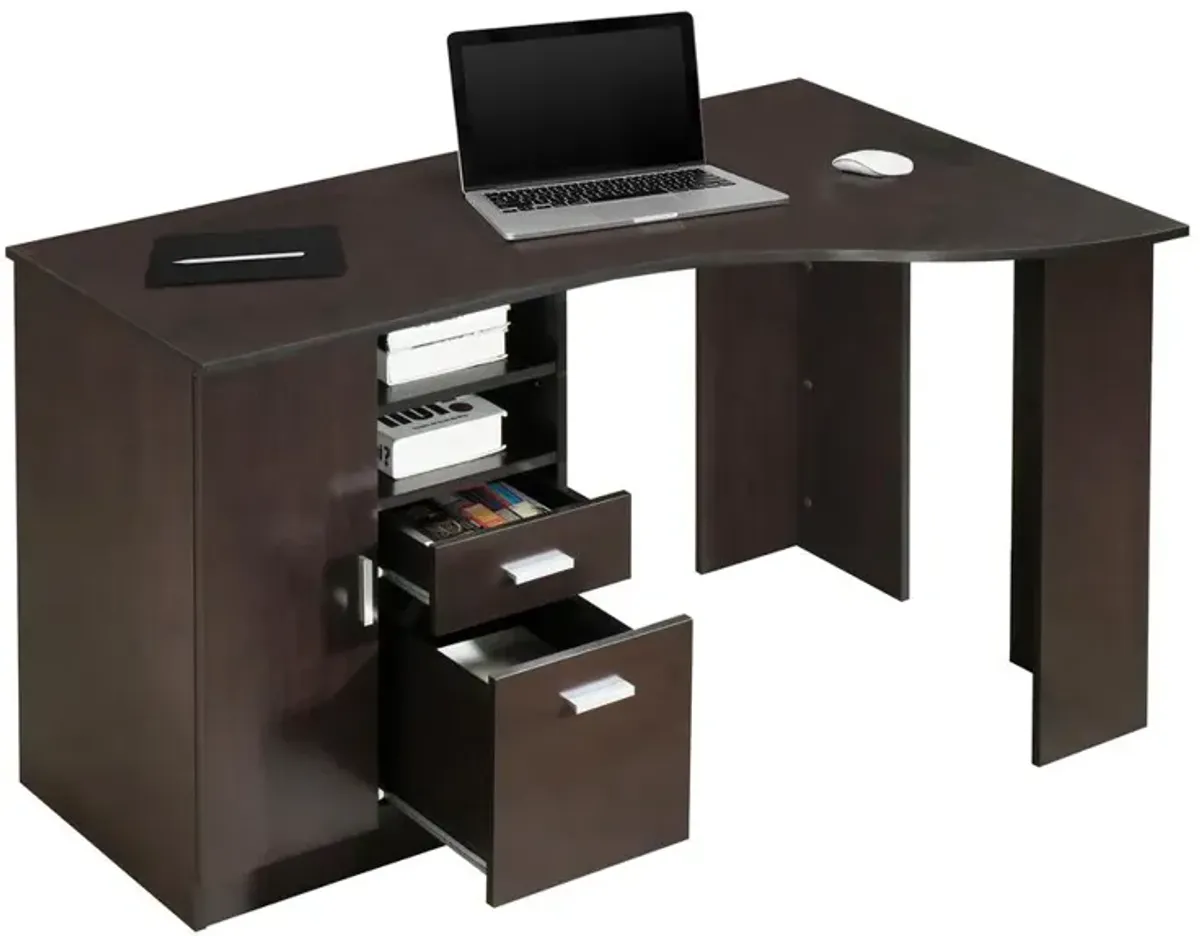 Techni Mobili Classic Office Desk with Storage, Espresso