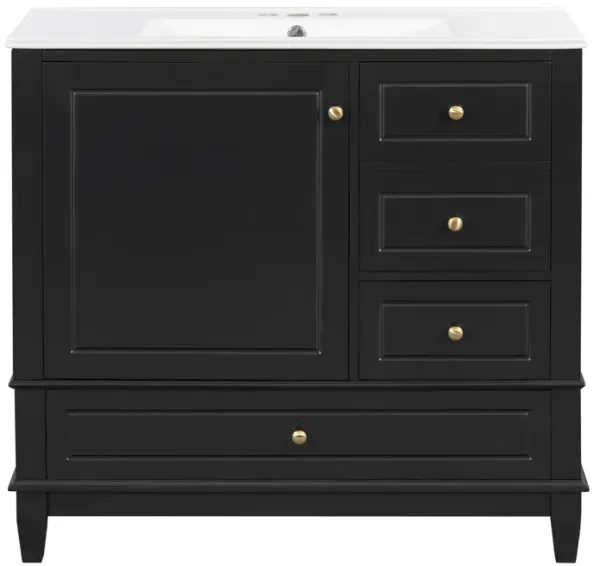 Merax Freestanding White Bathroom Vanity with Integrated Ceramic Sink