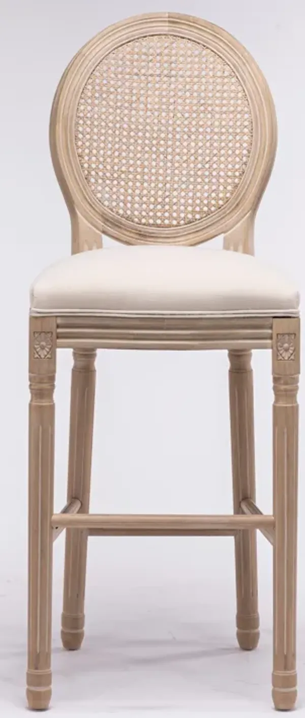 Streamdale French Country Bar Stools with Rattan Back, Beige (Set of 2)