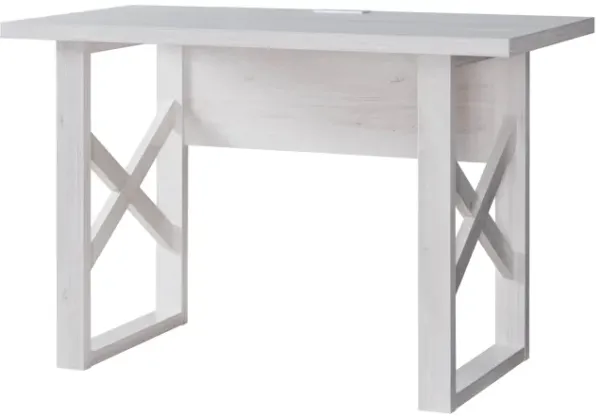 White Oak Home Office Computer Desk with Power Outlet & 2 USB Ports