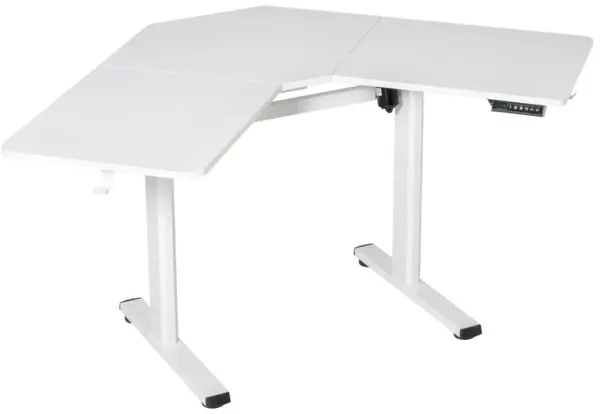 Electric Standing Desk: White, Large Desktop, Motor-Powered Height Adjustment