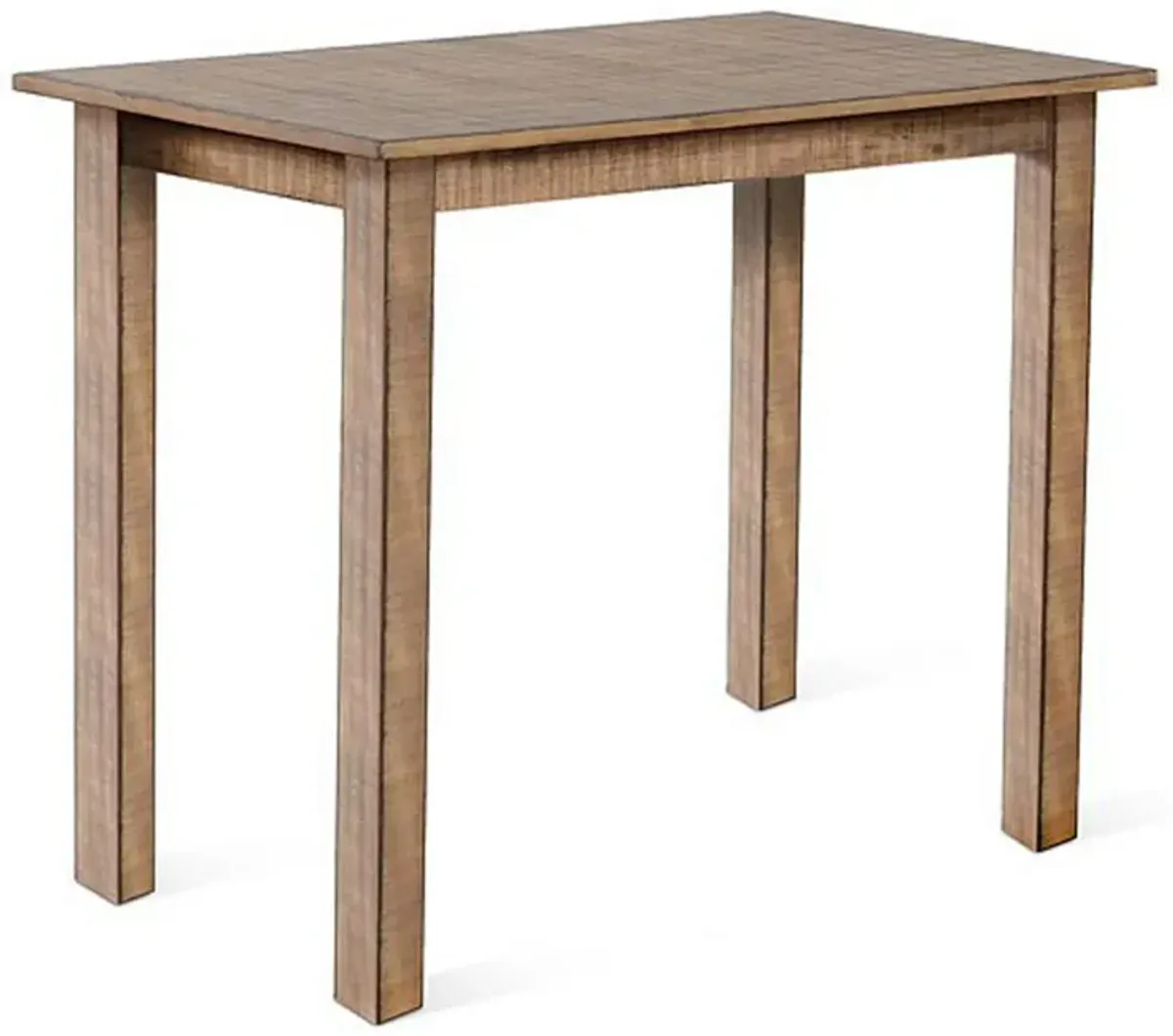 Rena Bar Height Dining Table, 48 Inch Beige Pebble Mahogany Wood - Benzara