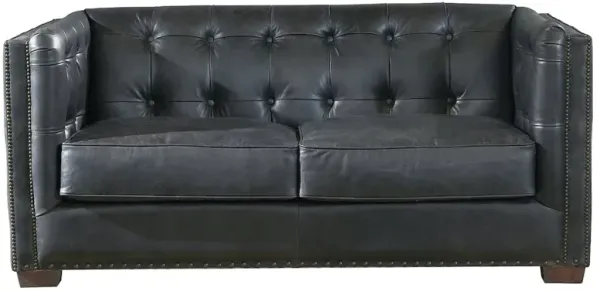 Crafters and Weavers Tuxedo Leather Love Seat - Slate