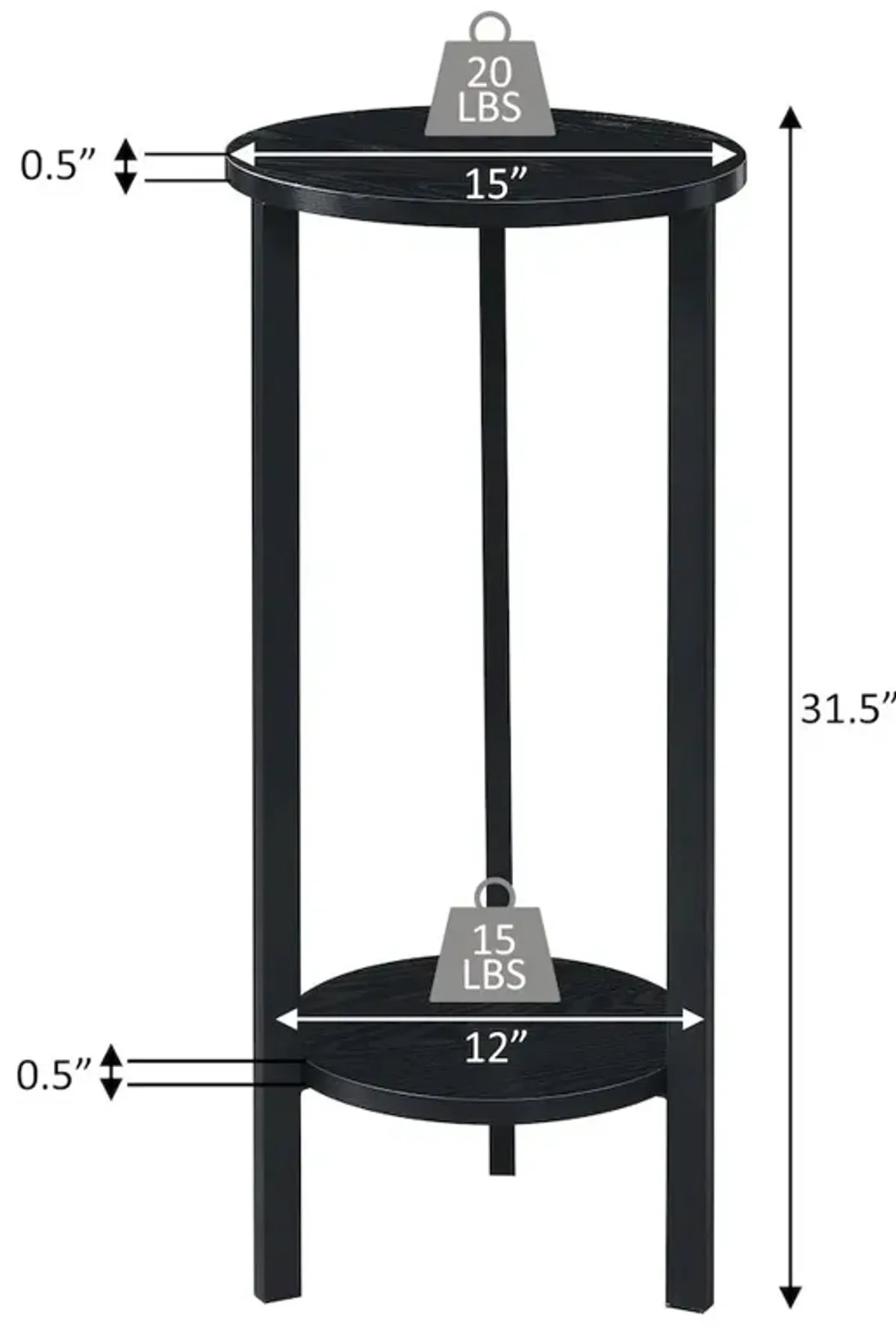 Convenience Concepts Graystone 31 inch 2 Tier Plant Stand