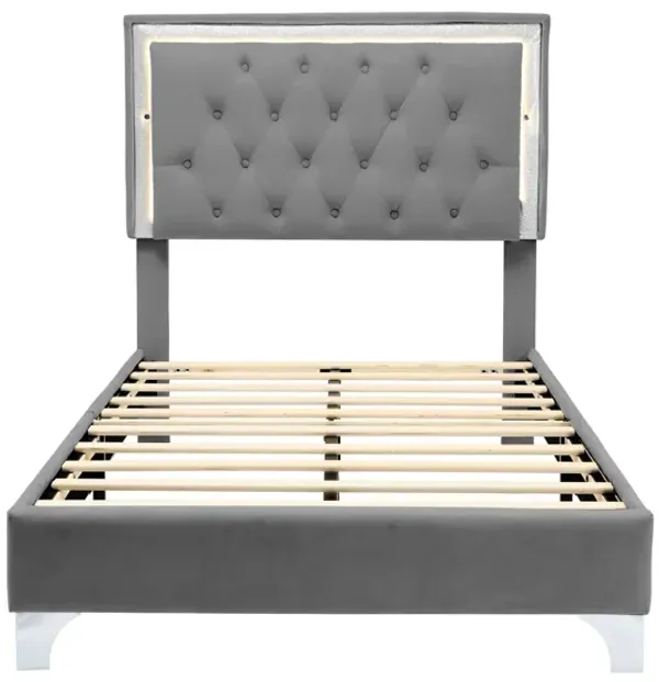 Merax Upholstered Bed Frame with LED Lights
