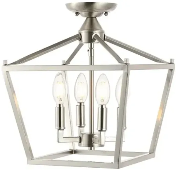 Plains 4-Light Iron Modern Farmhouse Pagoda LED Semi Flush Mount Lantern