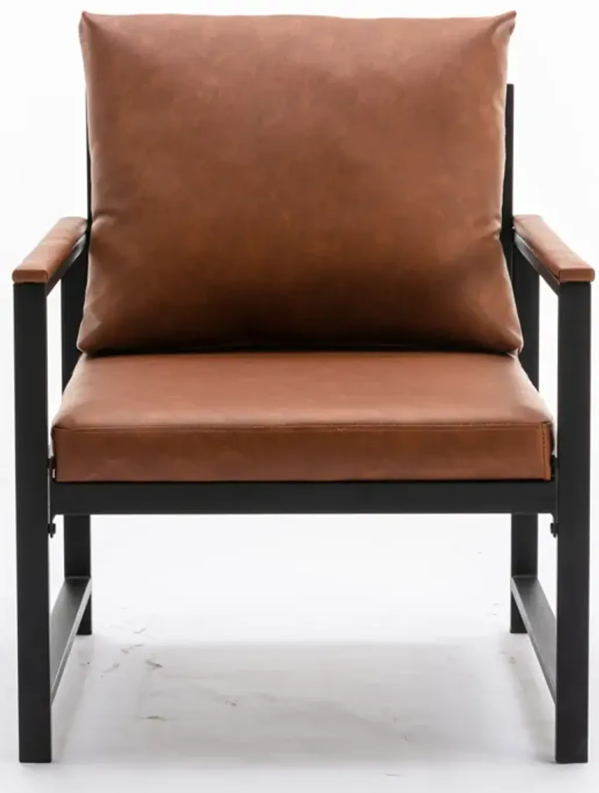 Modern PU Leather Accent Chair With Powder Coated Metal Frame, Single Sofa