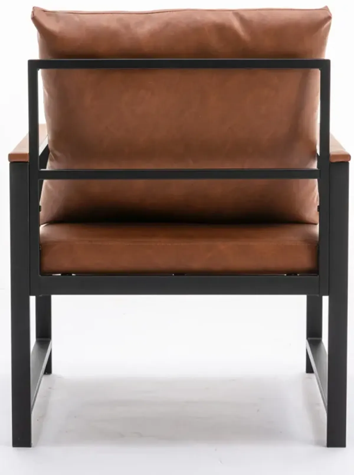 Modern PU Leather Accent Chair With Powder Coated Metal Frame, Single Sofa