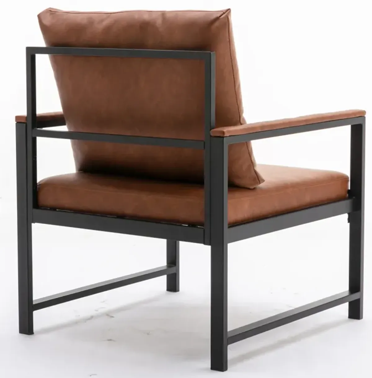 Modern PU Leather Accent Chair With Powder Coated Metal Frame, Single Sofa