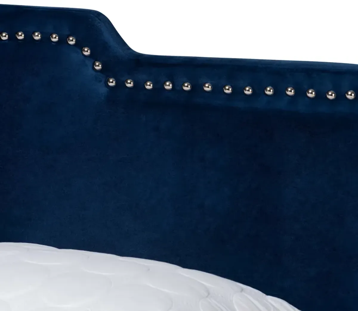 Baxton Studio Benjen Modern and Contemporary Glam Navy Blue Velvet Fabric Upholstered Full Size Panel Bed