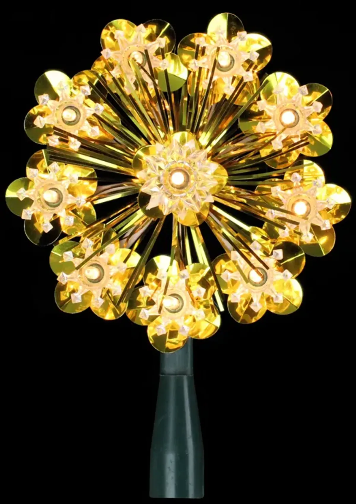 5.5" Gold Snowflake Starburst Christmas Tree Topper - Clear Lights