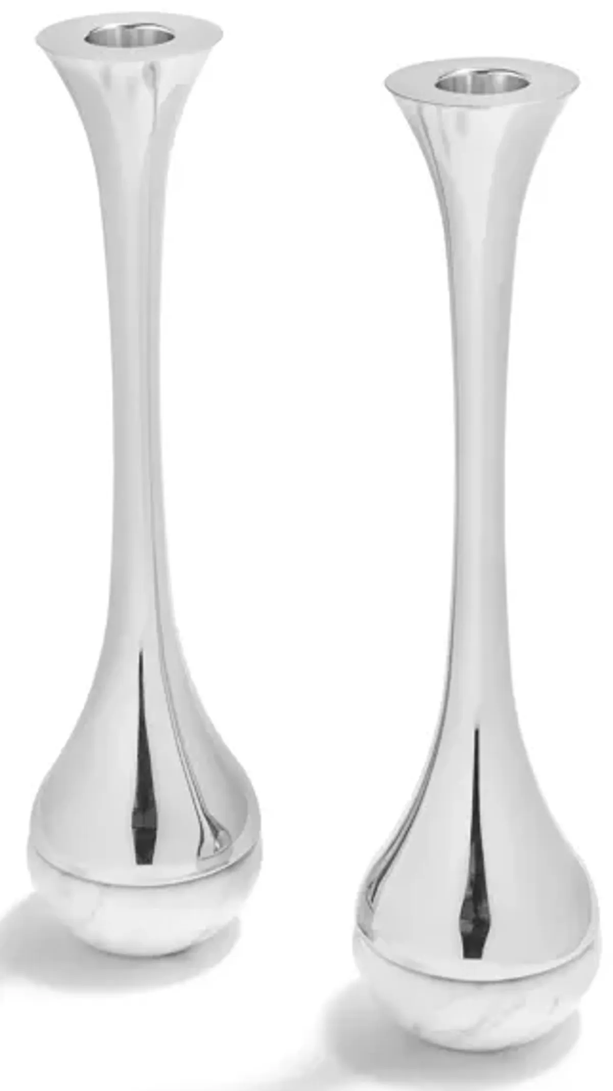 Coluna Dual Candleholders Marble & Silver, Set of 2