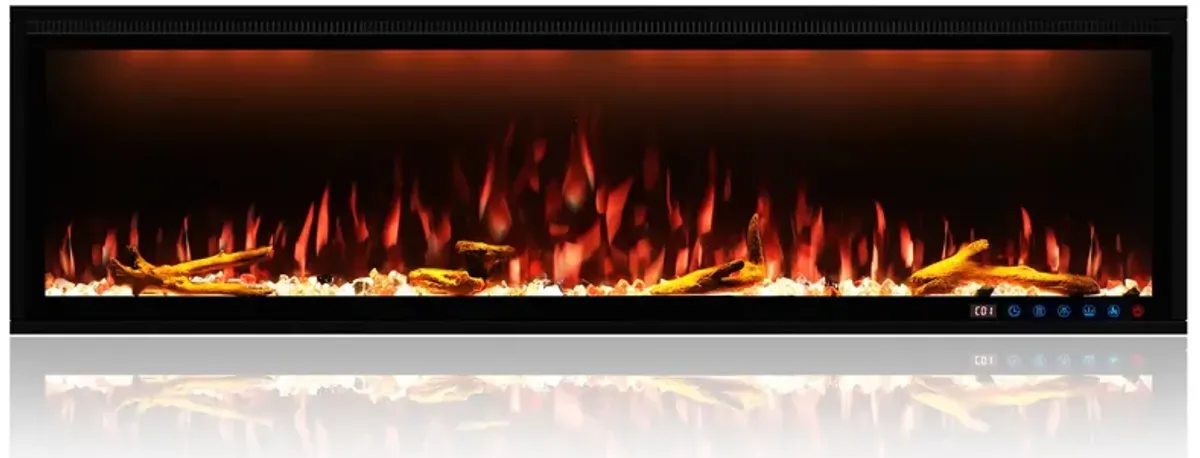 MONDAWE 60" Wall Mounted Embedded Electric Fireplace, 60Hz, 110-120 Volt, 1500W, With Overheat Protection Device