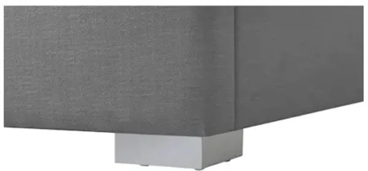 Meridian Furniture Royce Grey Linen Textured Fabric Queen Bed