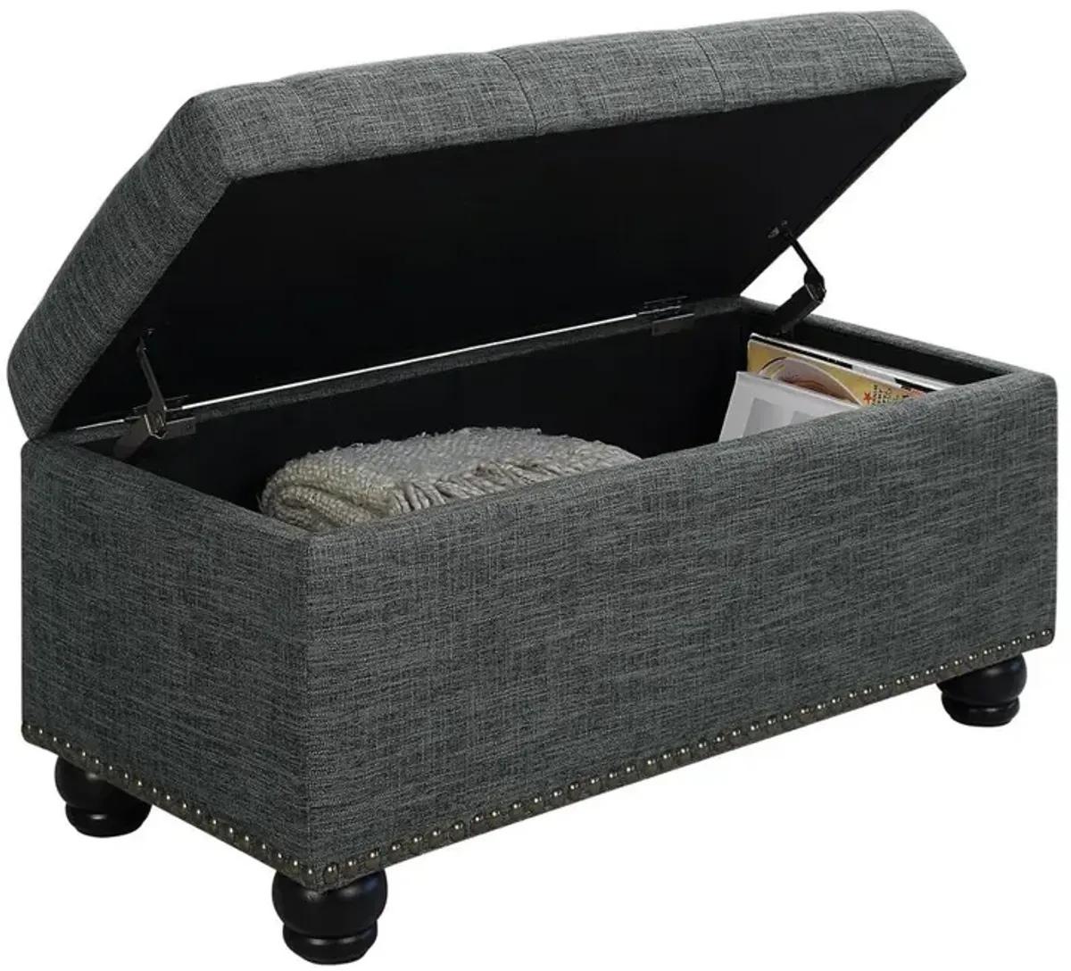 Convenience Concepts Designs4Comfort 7th Avenue Storage Ottoman, Gray