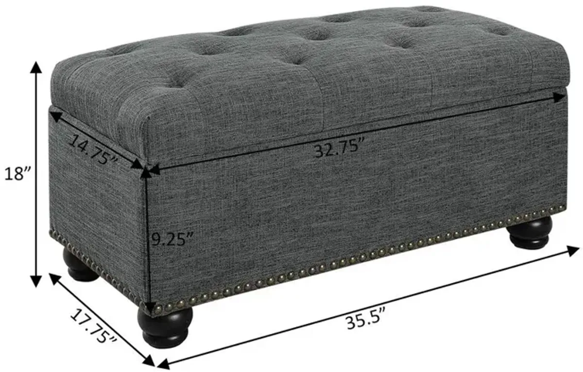 Convenience Concepts Designs4Comfort 7th Avenue Storage Ottoman, Gray