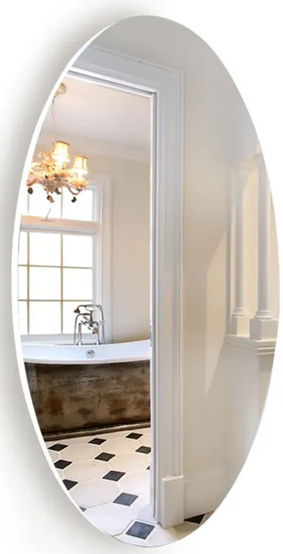 Frameless Beveled Wall Mounted Bathroom Mirror, Hd Makeup Mirror, 25 Round Mirror