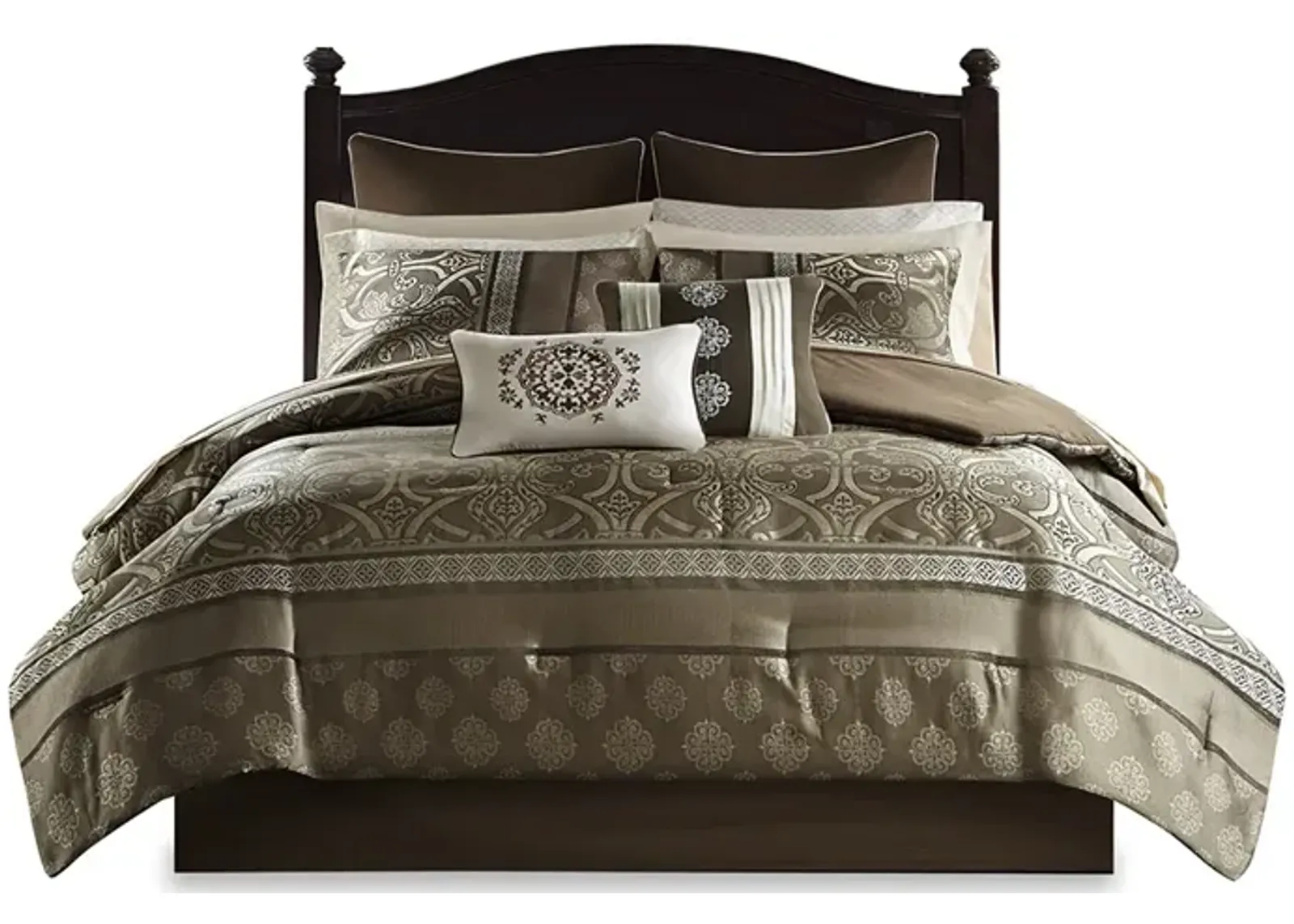 Gracie Mills Alfredo 16-Piece Jacquard Complete Bedding Set with 2 Sheet Sets