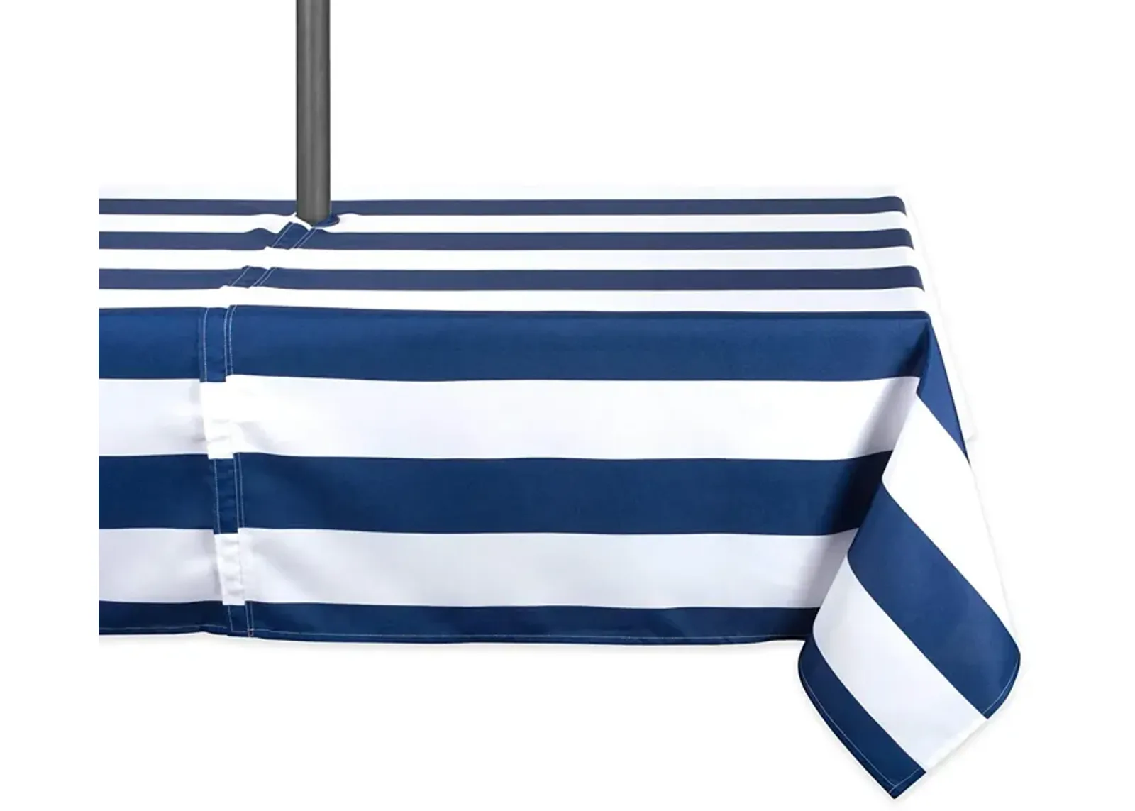 120" Blue and White Striped Rectangular Outdoor Tablecloth with Zipper