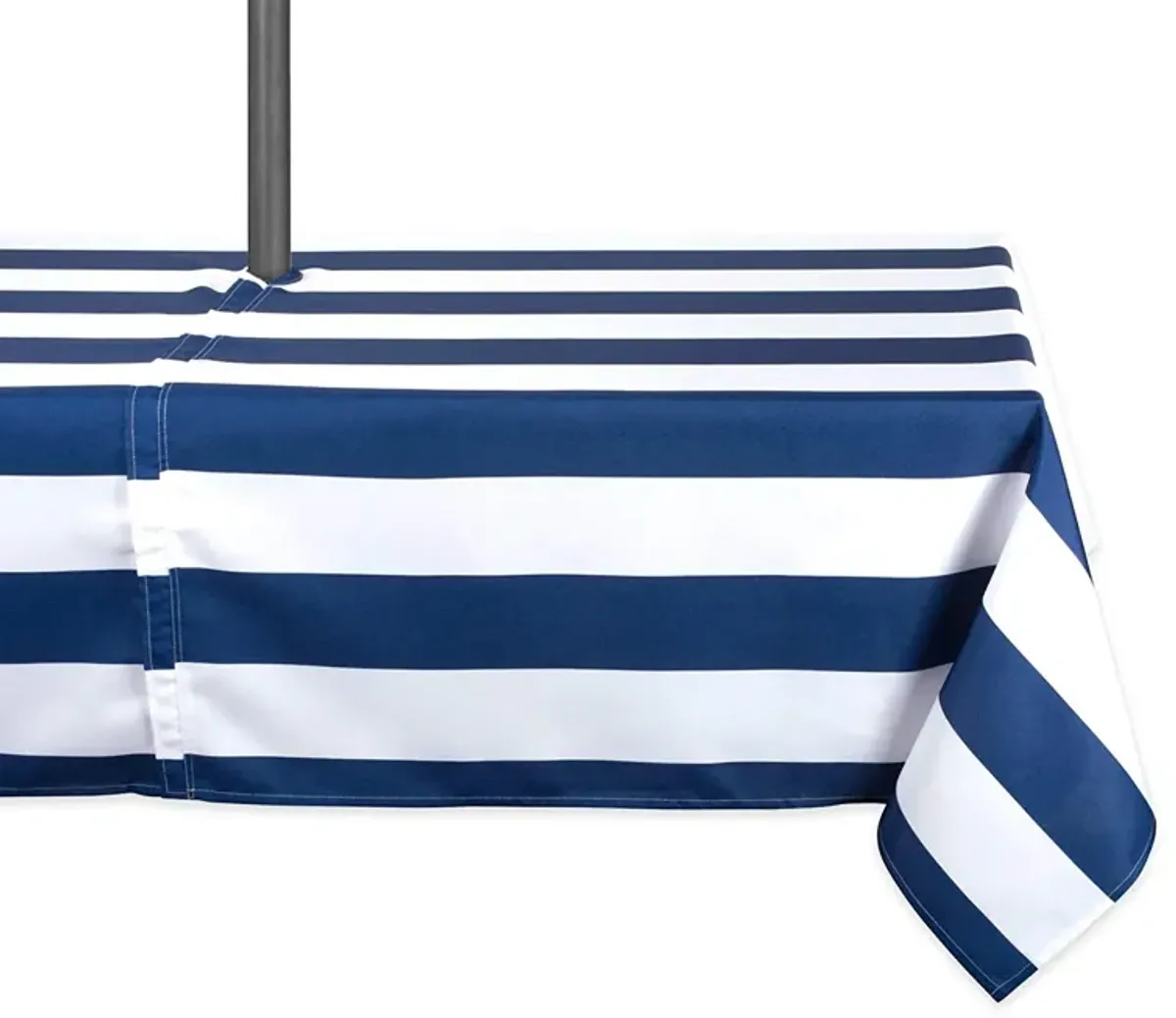 120" Blue and White Striped Rectangular Outdoor Tablecloth with Zipper