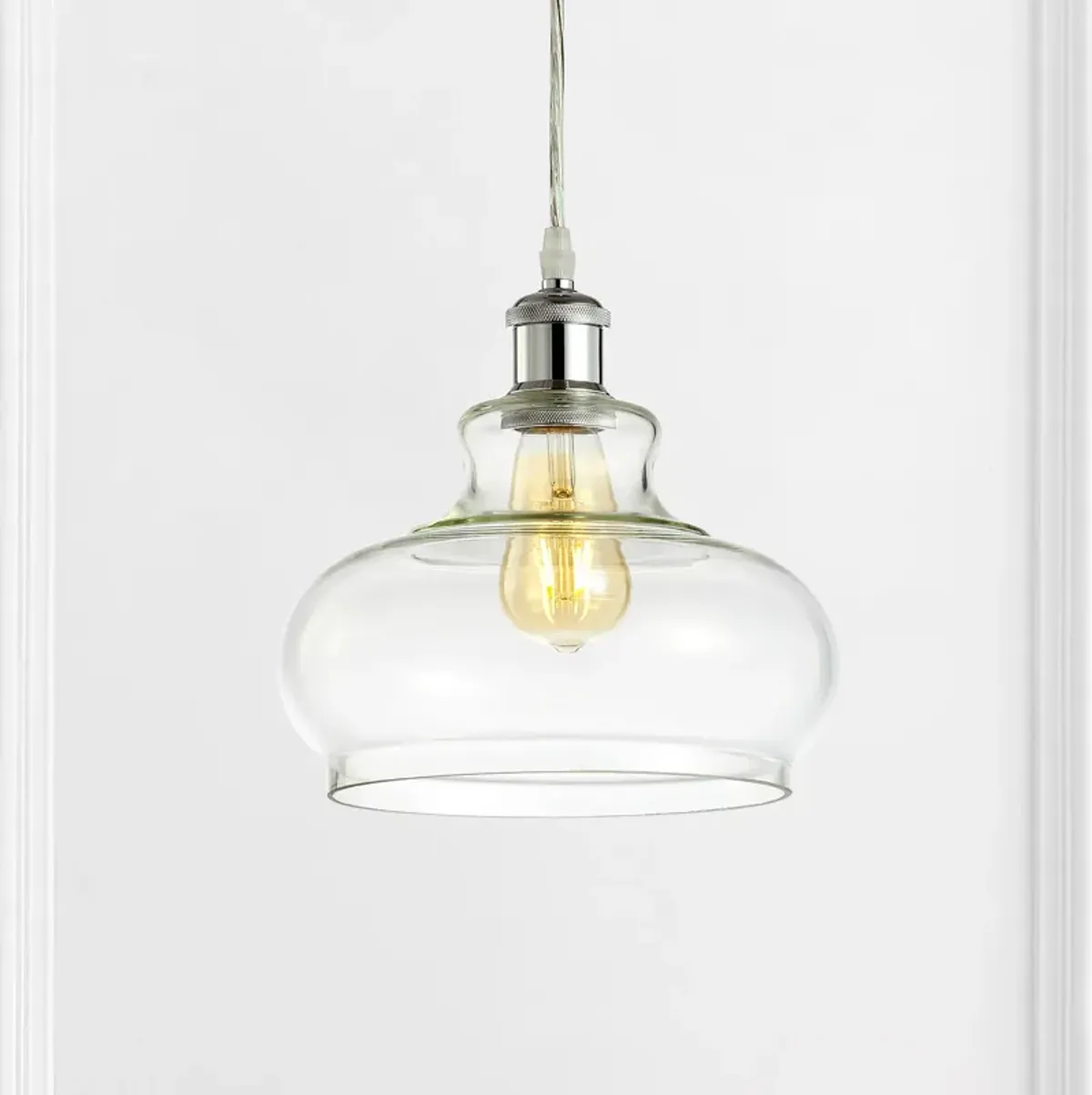 Hampton Adjustable Iron/Glass Pharmacy LED Pendant