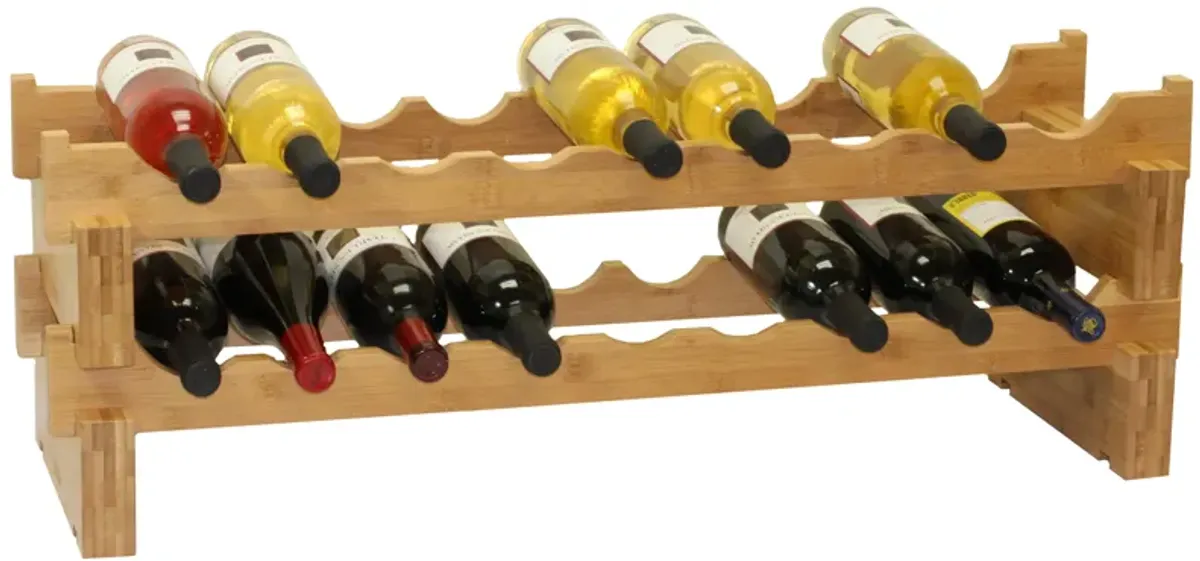 Oceanstar 18-Bottle Stackable Bamboo Wine Rack