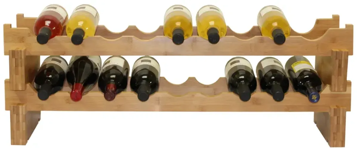 Oceanstar 18-Bottle Stackable Bamboo Wine Rack