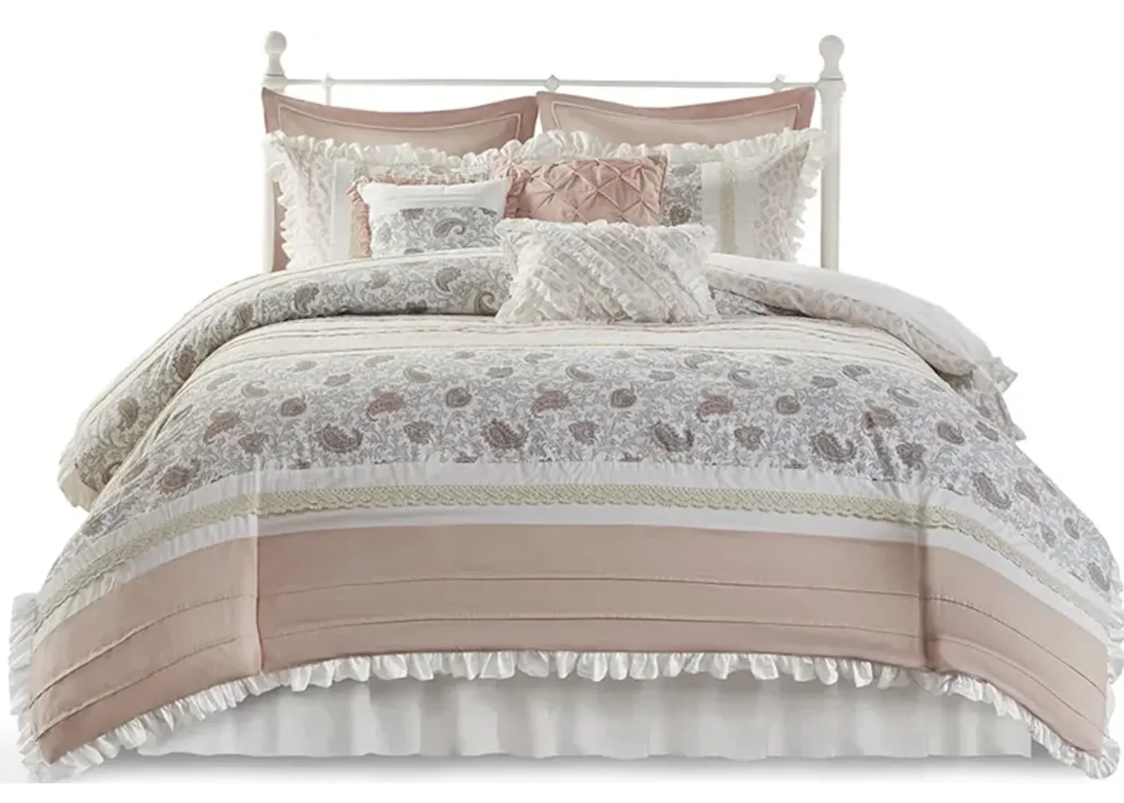 Gracie Mills Singleton 9-Piece Cotton Percale Comforter Set with Paisley Print