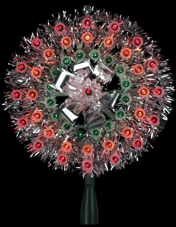 8" Pre-Lit Silver Starburst Christmas Tree Topper - Multicolor Lights